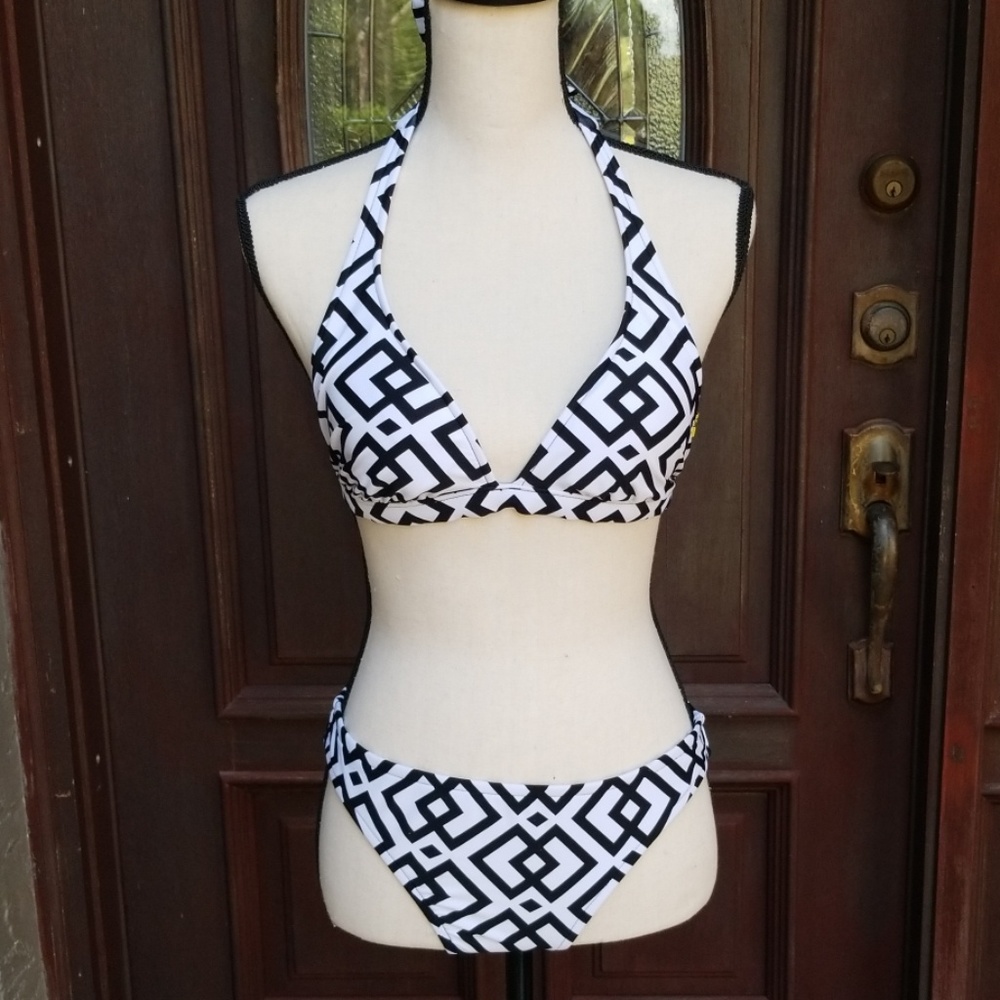Chevron Black and White Bikini. Size L